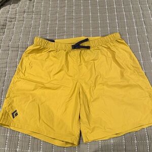 Black Diamond Yellow Athletic Shorts with Elastic Waistband